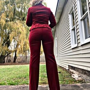 Sexy red velvet pant suit!